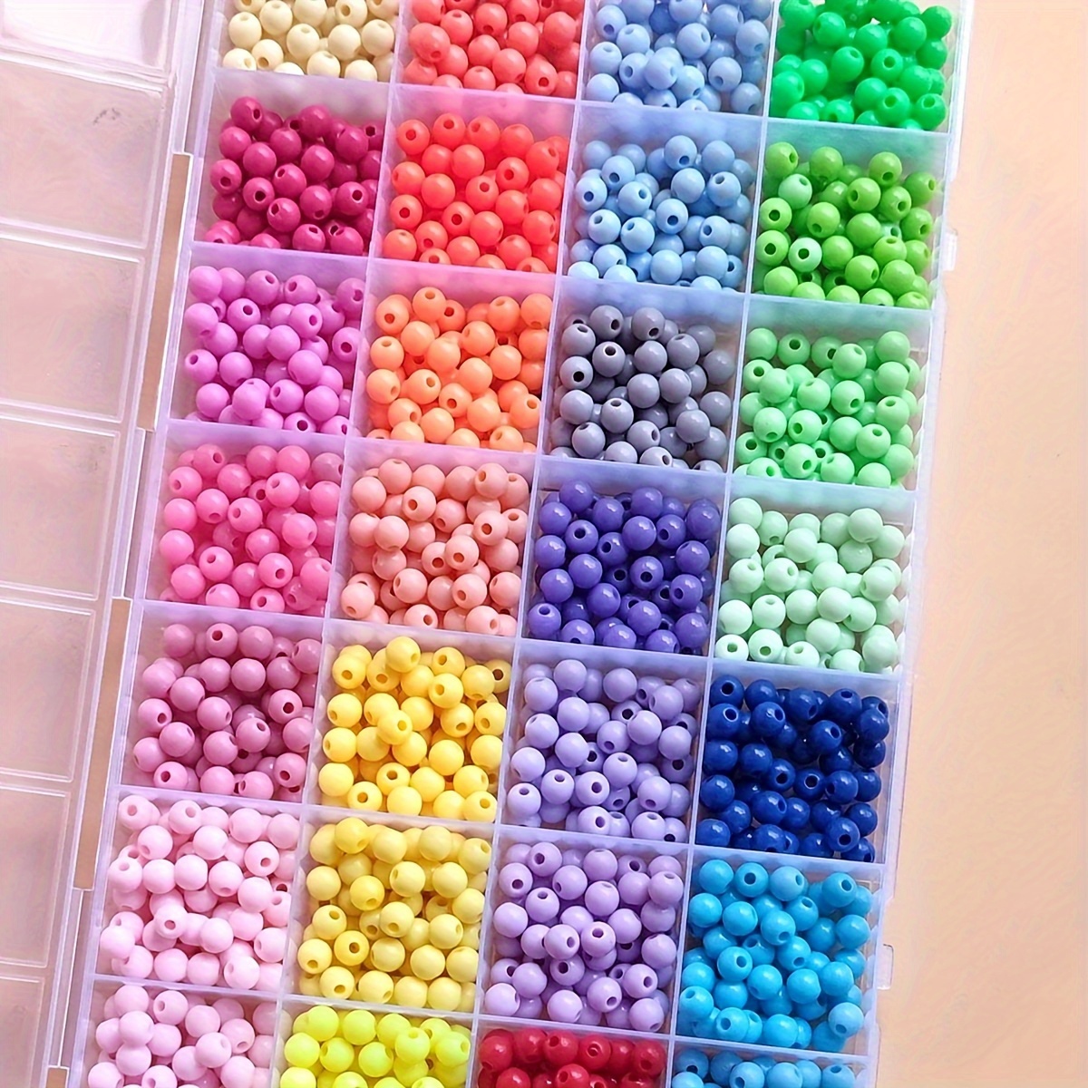 

1 Pack 6mm Rainbow Color Plastic Seed Beads With 28 Grid Storage Box, Plastic Loose Beads, For Handmade Bracelet Necklace Jewelry Making