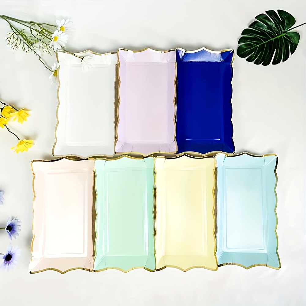 Rectangular Cake Tray White Paper Plate Disposable Dinner - Temu