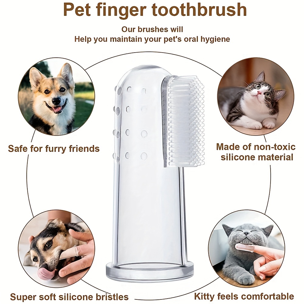 Pet Finger Brush Puppy Toothbrush Soft Brush Dog Cat Cleaning Supplies /