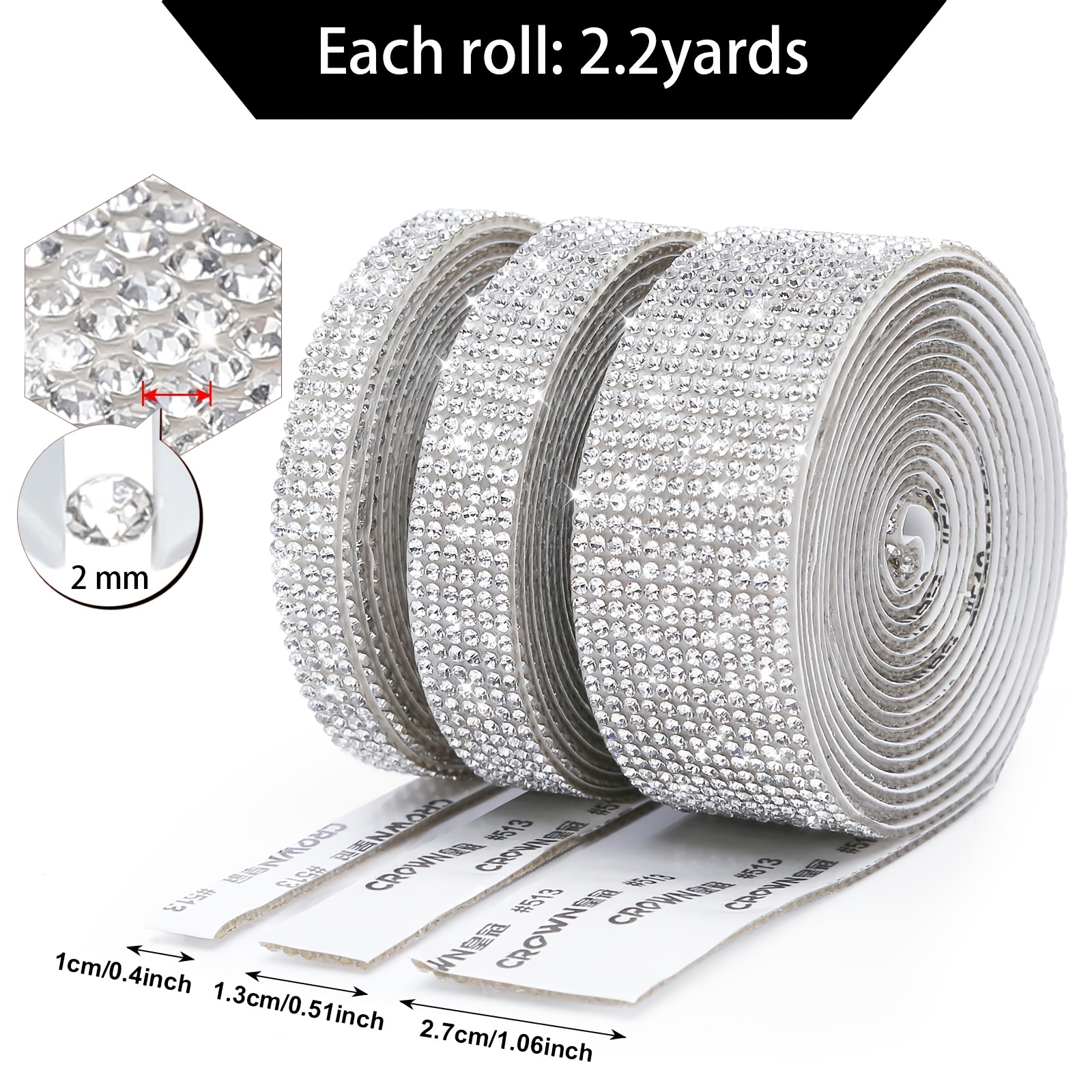 1 yard Self Adhesive Crystal Rhinestone Ribbon, Rhinestone Strips, DIY  Diamond Bling Ribbon Stickers Rhinestone Tape Roll For Crafts Phone Car  Decorations