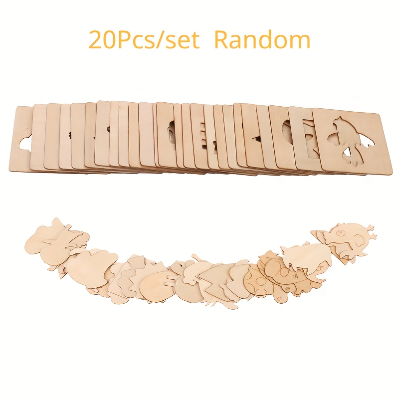 20pcs Kids Montessori Wooden Drawing Toys DIY Painting Template