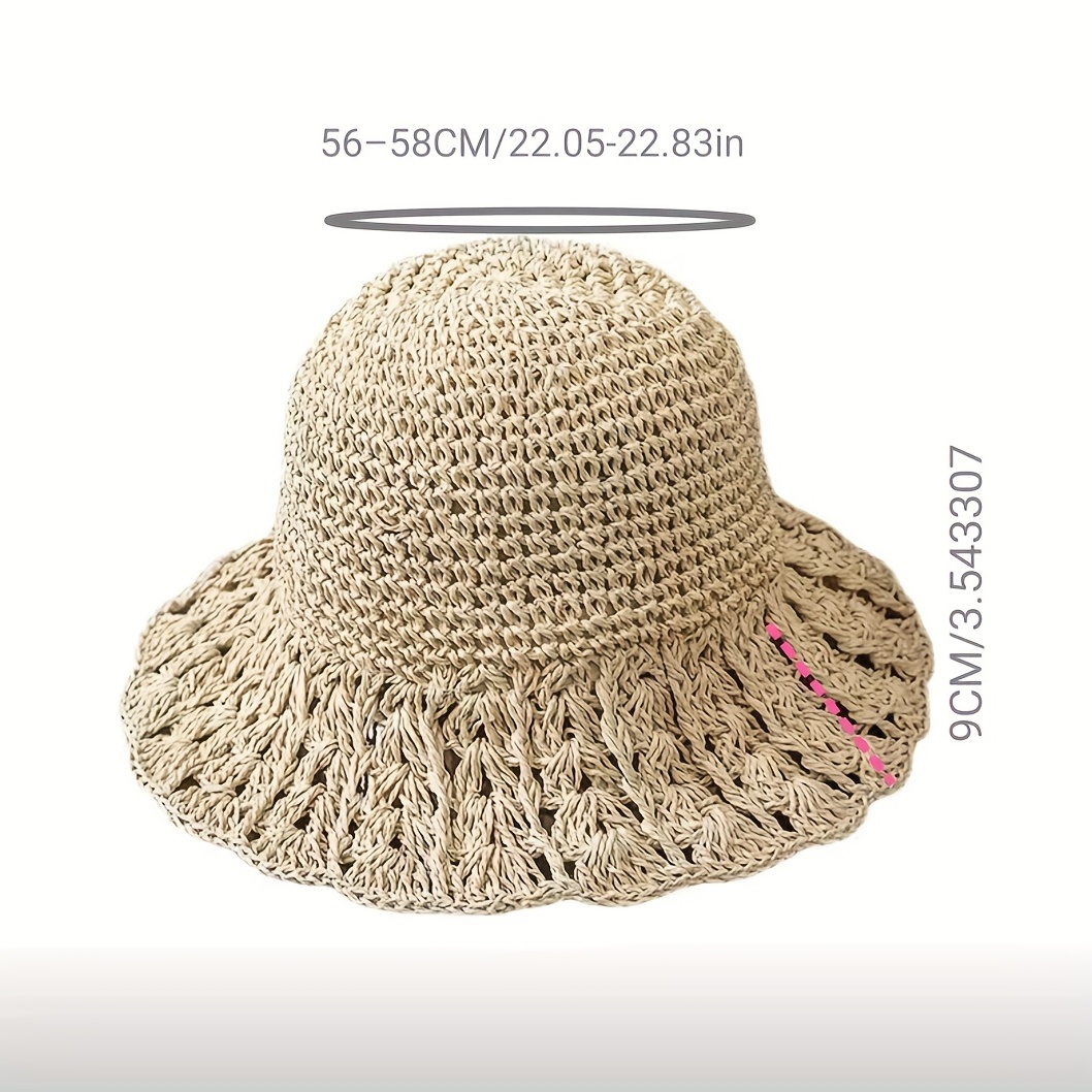 Hollow Crochet Sun Hat Breathable Sun Shade Casual Straw - Temu