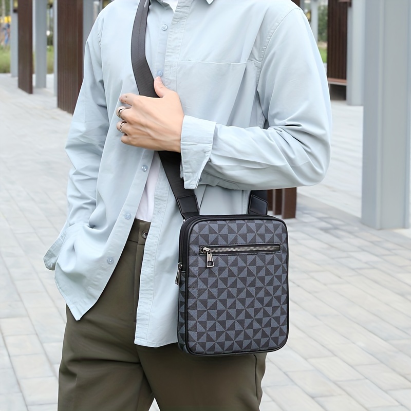 New Men's Fashionable Geometric Printed Shoulder Bag Crossbody Bag