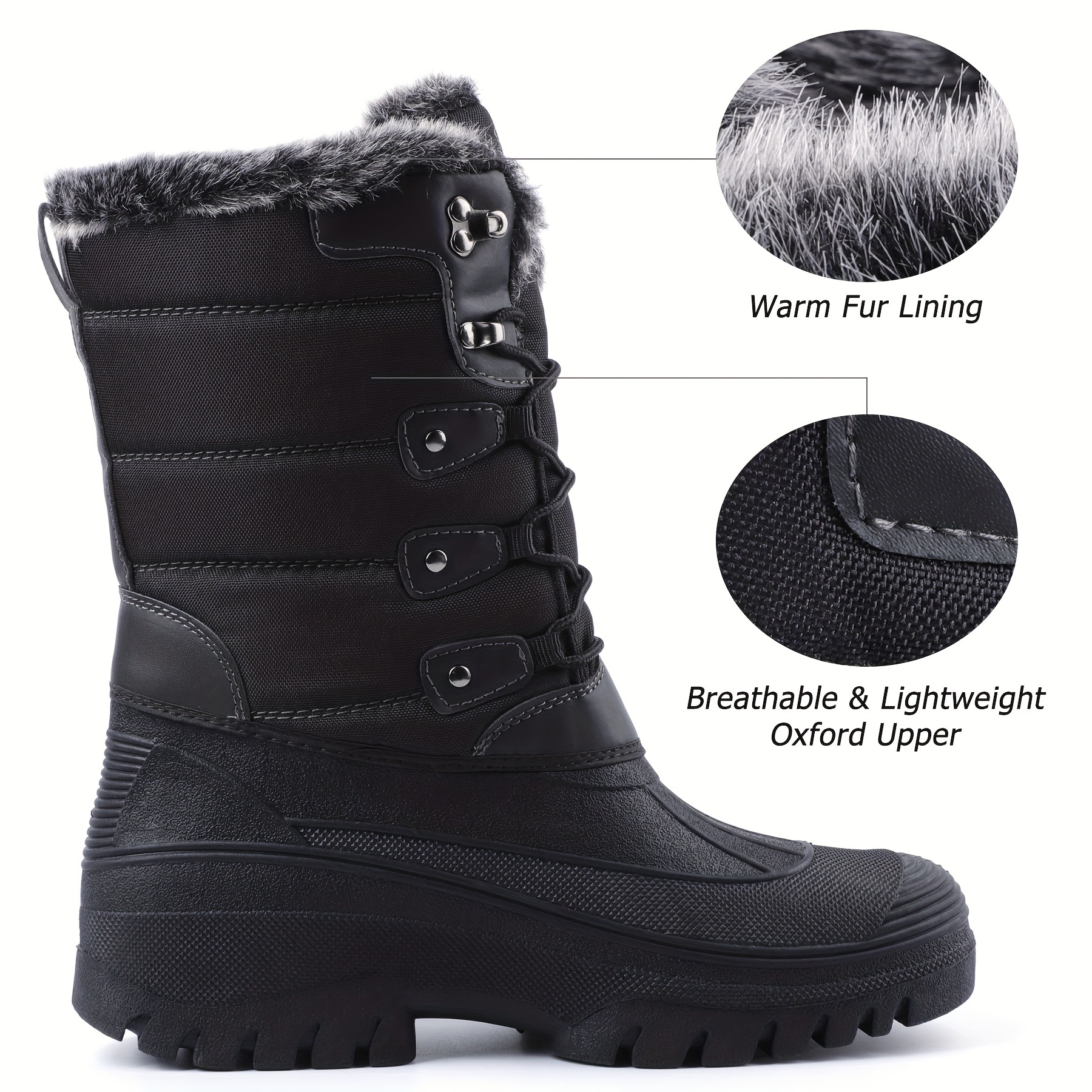 Women's Calf Waterproof Snow Boots Warm Faux Fur Lined - Temu Canada