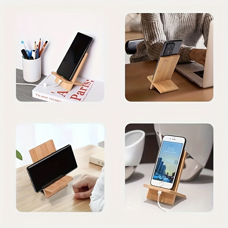  Pezin & Hulin Soporte para tableta para teléfono celular,  soporte de madera de bambú para teléfono inteligente de carga de escritorio  compatible con Pad, teléfono 8 Plus X XS Max XR