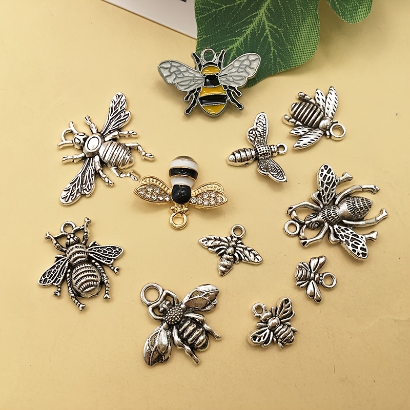 Zinc Alloy Charms Antique Silver Color Bee Pattern Charms - Temu