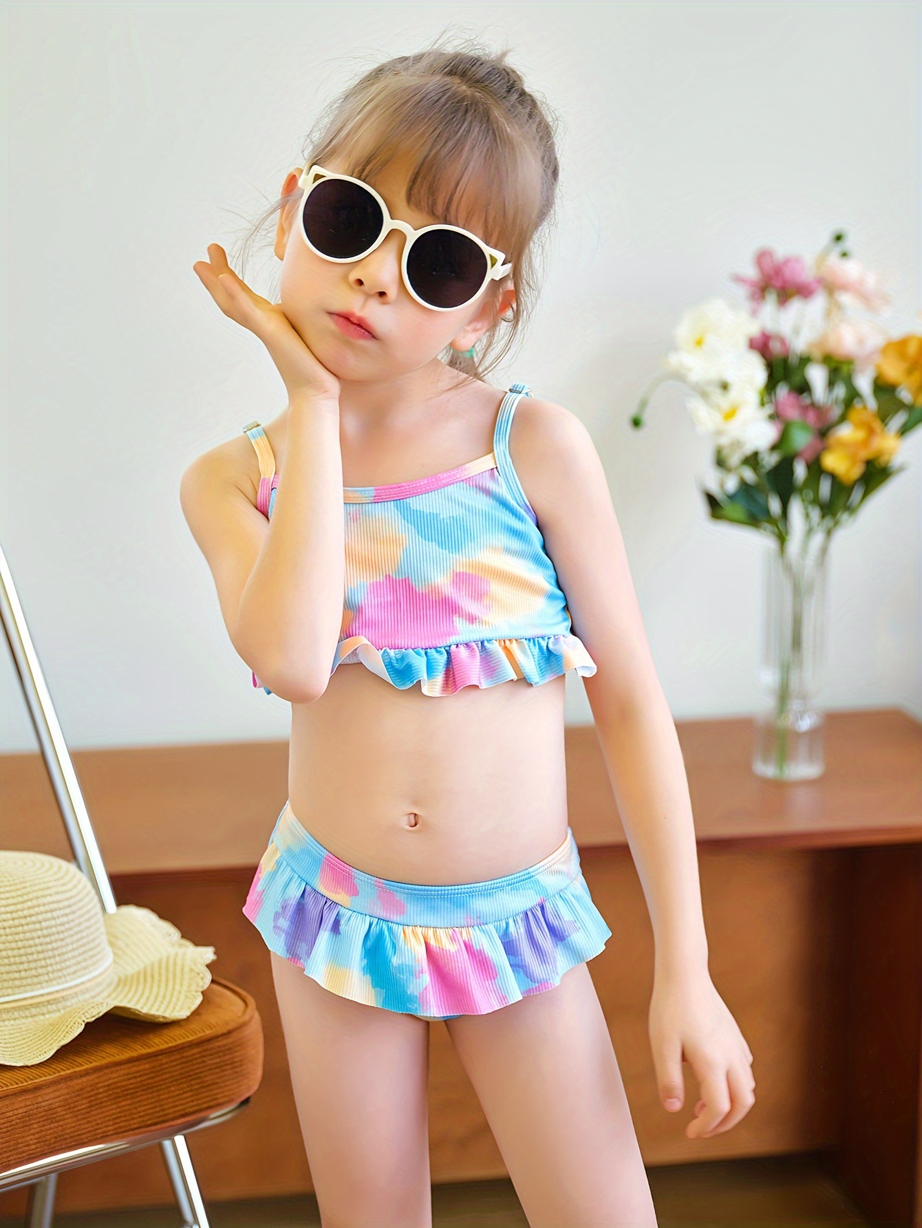 Girls Tie Dye Swimsuit Set Trendy Bikini Swimwear Set Summer - Temu