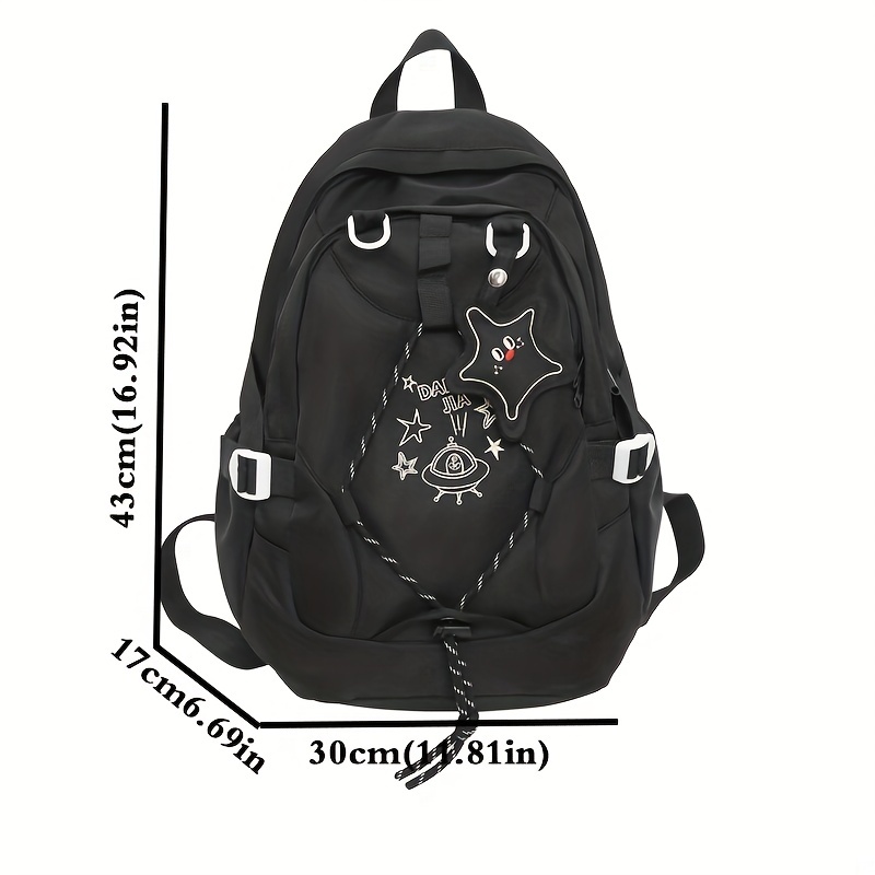 Star Pendant Planet Theme Large Capacity Preppy Backpack