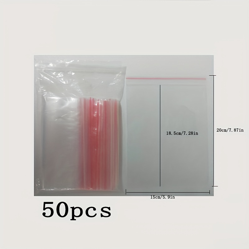 50pcs Plastic Zipper Bags Clear Poly Bag Resealable Zip Lock Bags Food  Storage Package Pouches For Packaging Kitchen Supplies