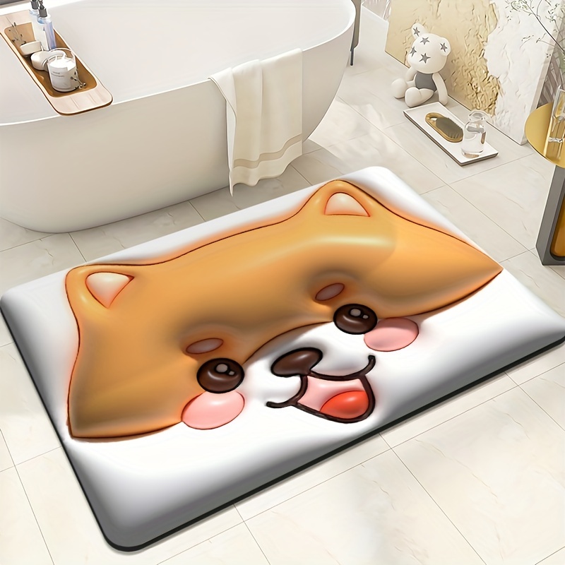 1pc Cute Cartoon Paw Print Pattern Quick-dry Bathroom Mat/floor