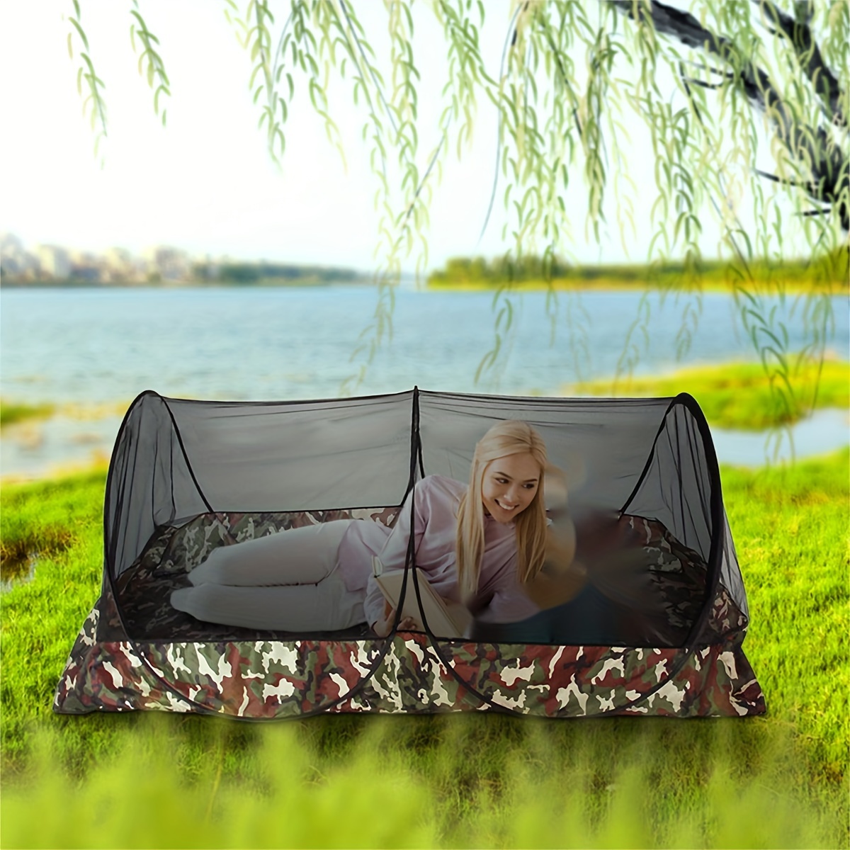 1pc Portable Outdoor Camping Avec Moustiquaire Simple Double - Temu Belgium