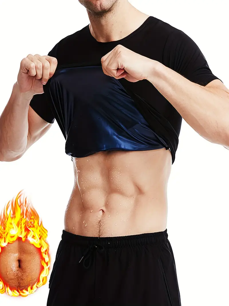 Men's Sports Weight Loss Sweat Shaping Short Sleeve Body - Temu