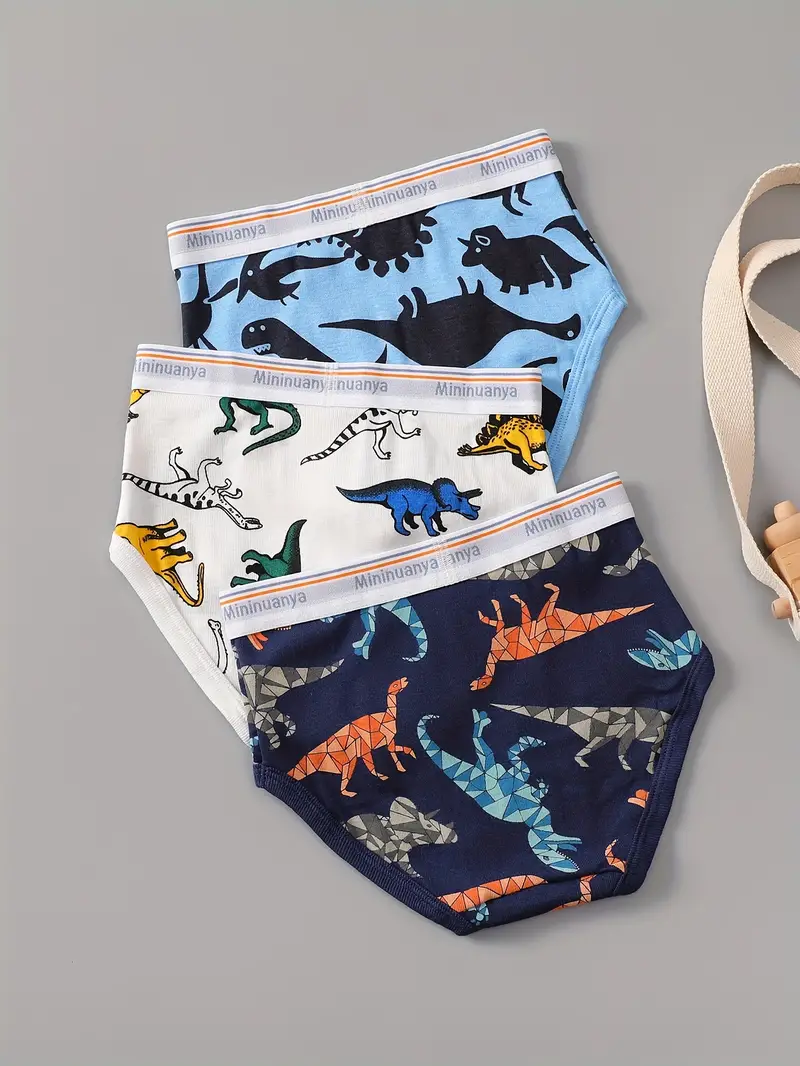 Dinosaur Pattern Boy's Briefs Breathable Cotton Panties - Temu