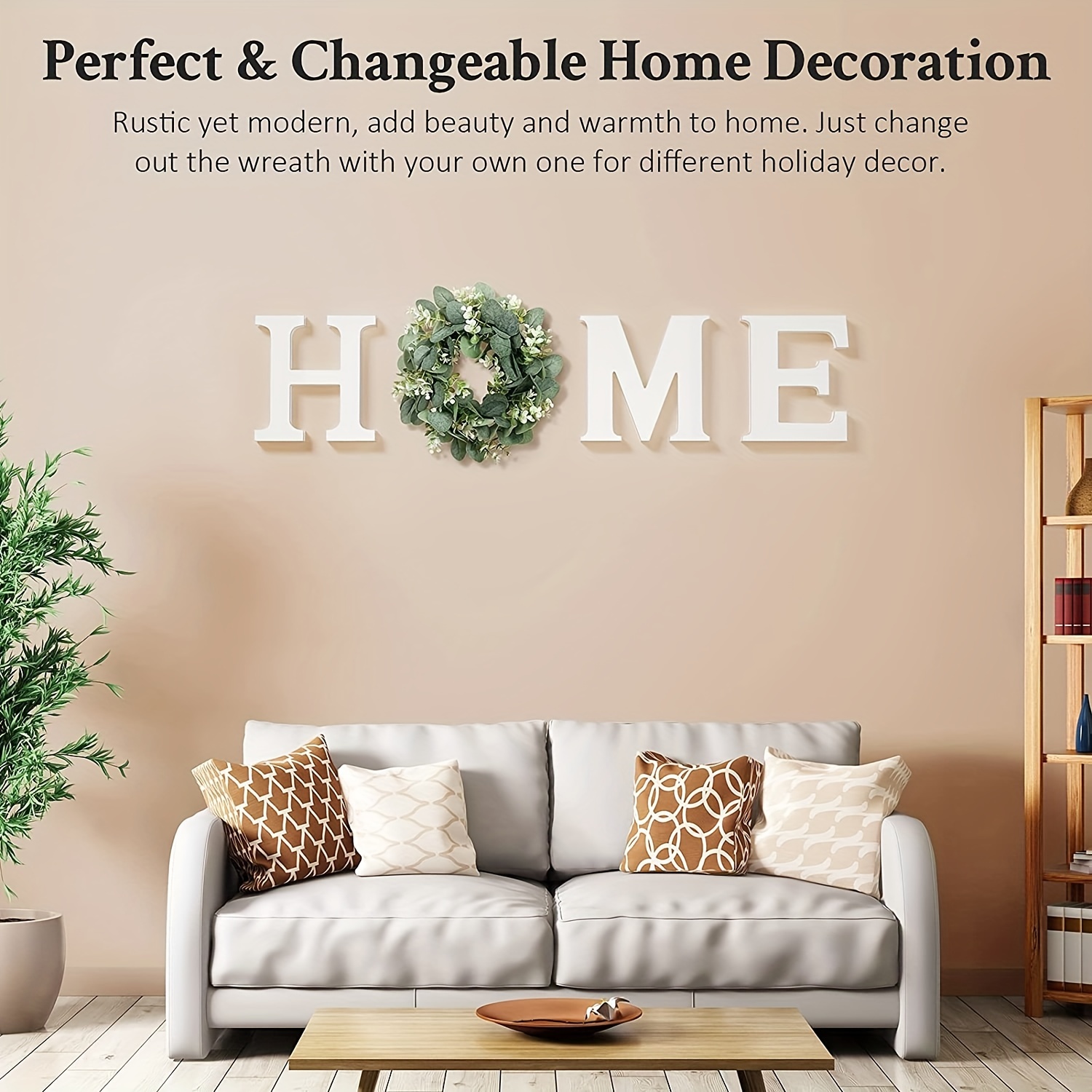 1pc Home Sign Wall Hanging Wood Letters With Artificial Wreath For Wall  Decor Rustic Wall Letters Home Decor Farmhouse Wall Decor For Living Room  Bedroom Kitchen Doorway