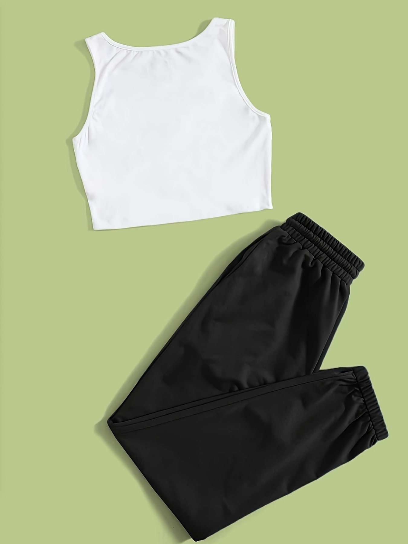 SHEIN Solid Crop Tank Top & Palazzo Pants Set