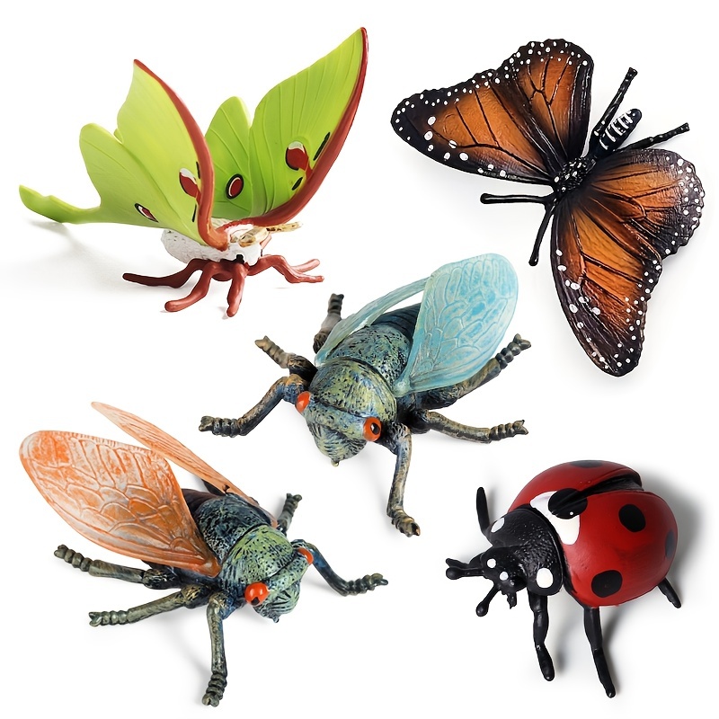 Set de 4 figuras de insectos de animales salvajes, 4 piezas, mini Mantis,  lagarto, escorpión, camaleón, figura de juguete, decoración de escritorio