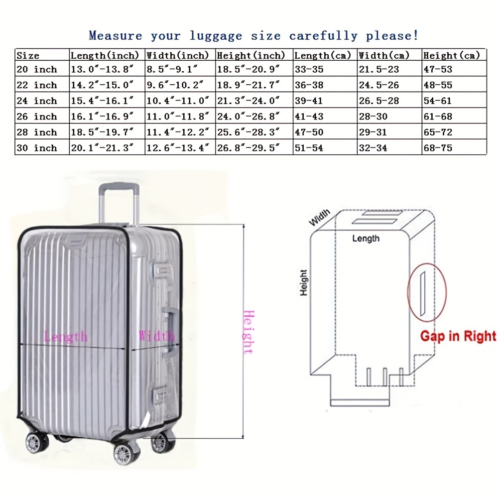 HHYOOSOO Funda de PVC transparente para maleta, cubierta de equipaje  transparente, funda impermeable con ruedas para maleta, cubierta de polvo