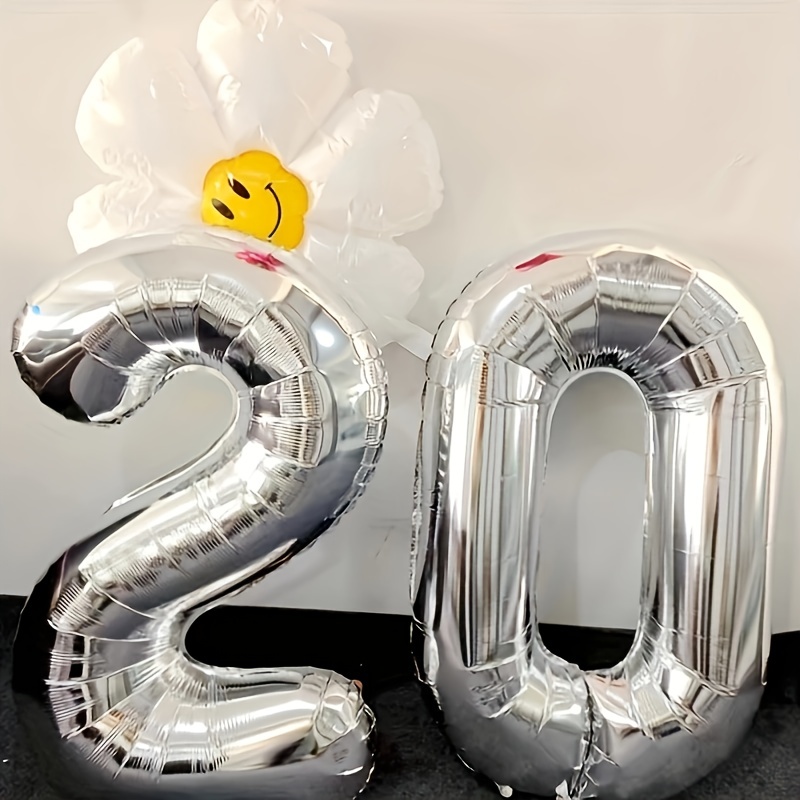  Globo de cumpleaños de 40 años, decoraciones de cumpleaños de 40,  globos color burdeos, suministros de fiesta de cumpleaños número 40, globos  de papel de aluminio de Mylar con el número