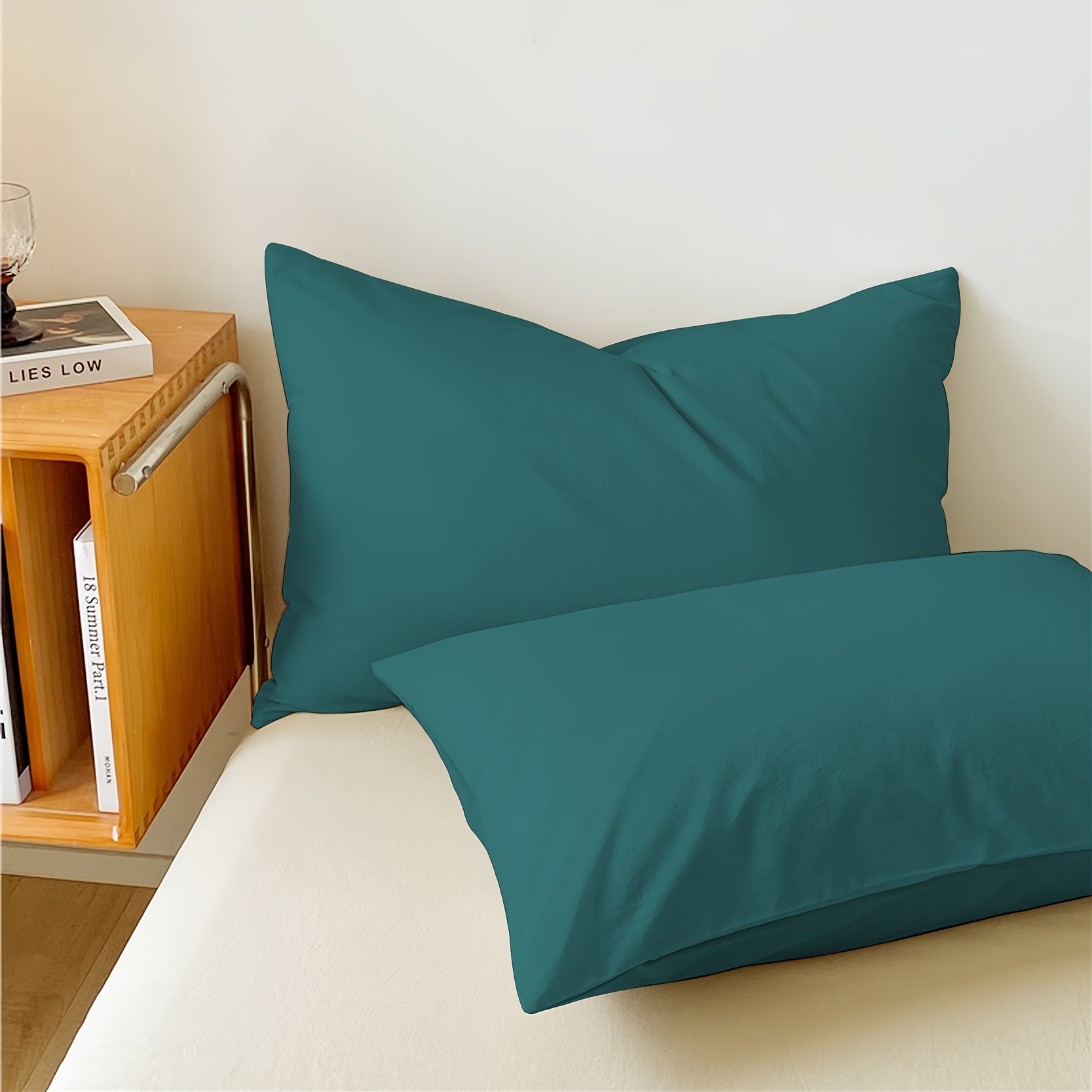 

2pcs Solid Color Brushed Pillowcase (without Pillow Core), Soft Breathable Pillow Covers, Premium Quality Envelope Pillow Protector For Bedroom Sofa Home Decor