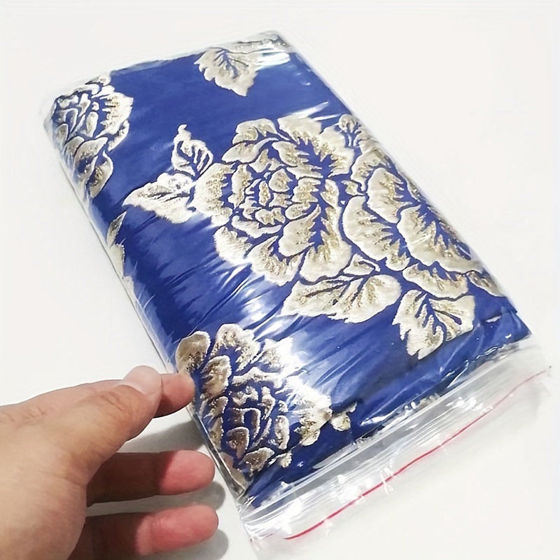 Thick Jacquard Brocade Rose Fabric Dress Metallic Golden Yarns Width 55in