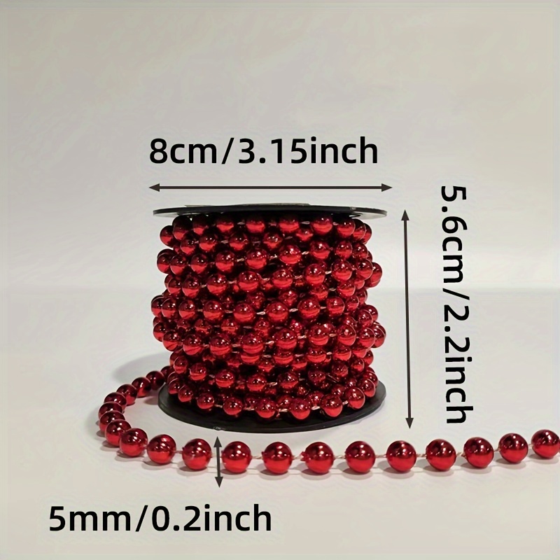 Creative Christmas Beaded Decorative Chain, Large Party Birthday Gathering Decoration, Plastic Electroplated Round Link Beads, 8-hole Beads, 5 Meters, 12-pack Box