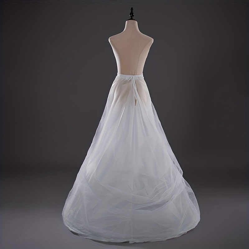 White Floor Length Tulle Skirt with Train White Bridal Tutu Skirt