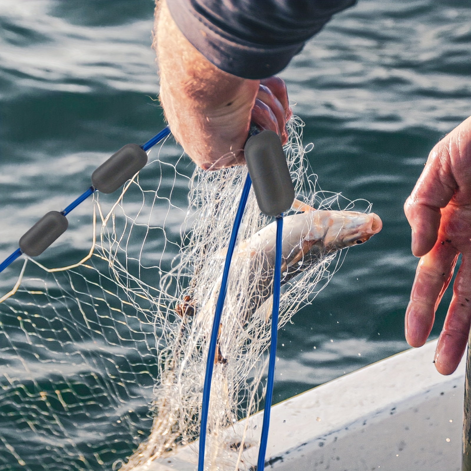* 1pc Throw Fishing Cast Net For Bait Fishing, Sinker Fish Net, Radius Size  4FT/5FT/6FT/7FT/8FT (121.92cm/152.4cm/182.88cm/213.36cm/243.84cm)