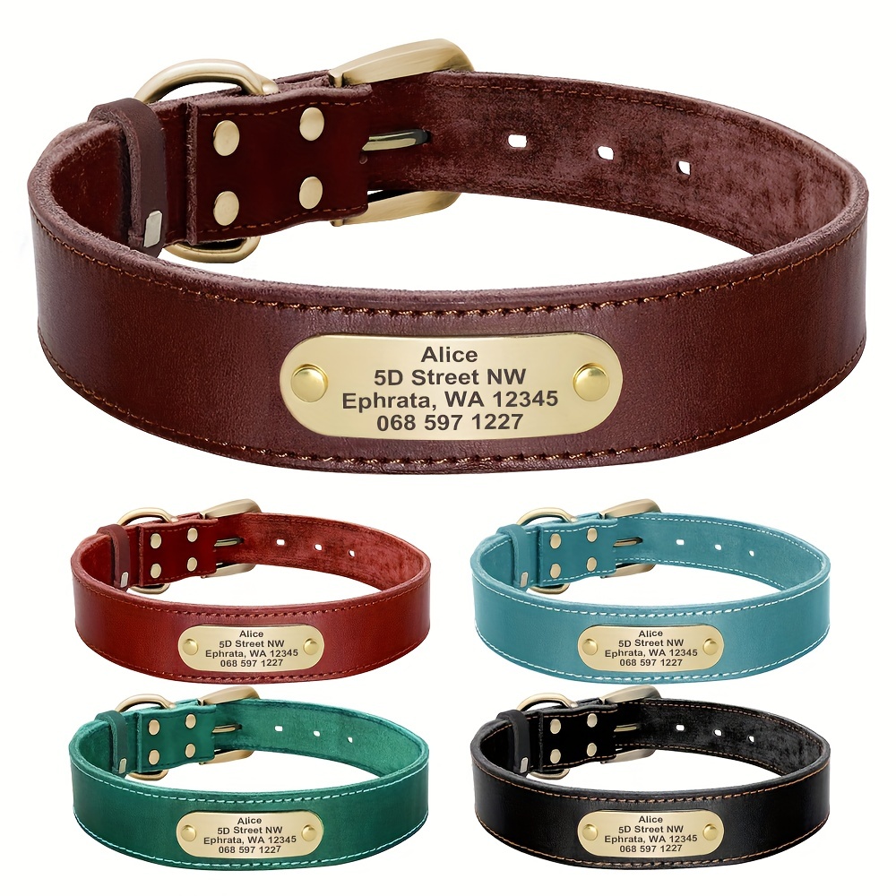 Personalised Leather Dog Collars Australia Custom Dog Name ID Collars  Engraved