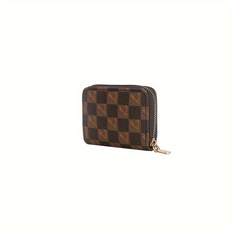 Retro Classicschort Wallet, Mini Clutch Zipper Around Coin Purse, Women's  Portable Card Holder With Checkerboard Pattern - Temu