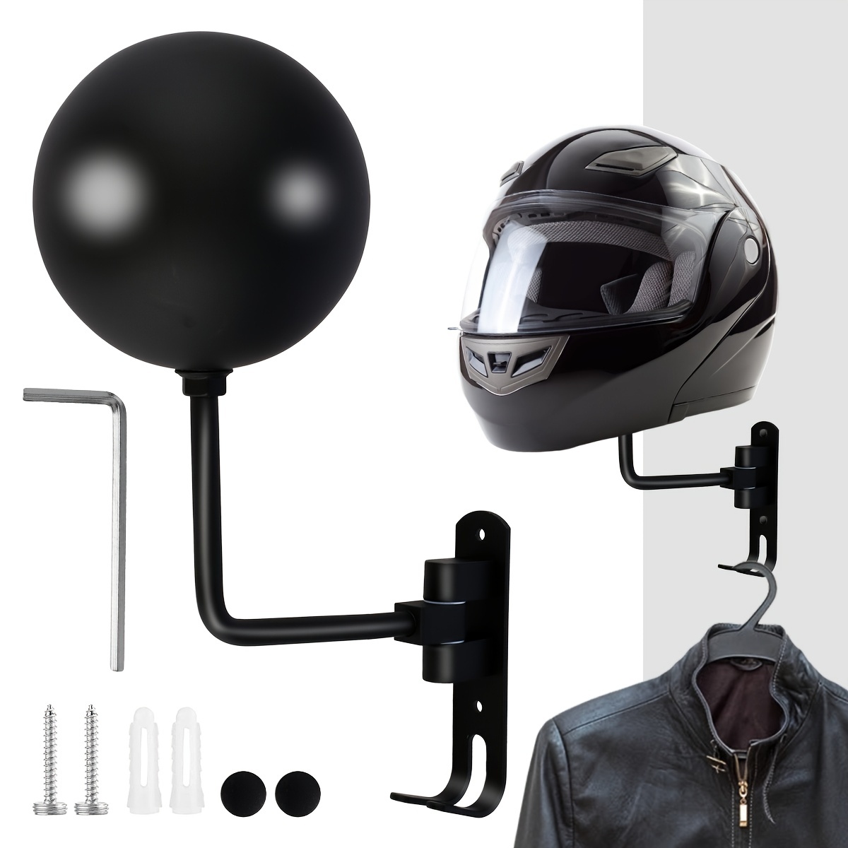 Support de casque de moto, support de casque en métal de rotation 180,  support de casque pour moto, vélo, manteaux, casquettes