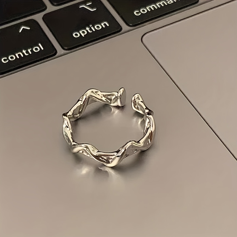 Light Moonstone Geometric Ring Adjustable Pair Ring for Women