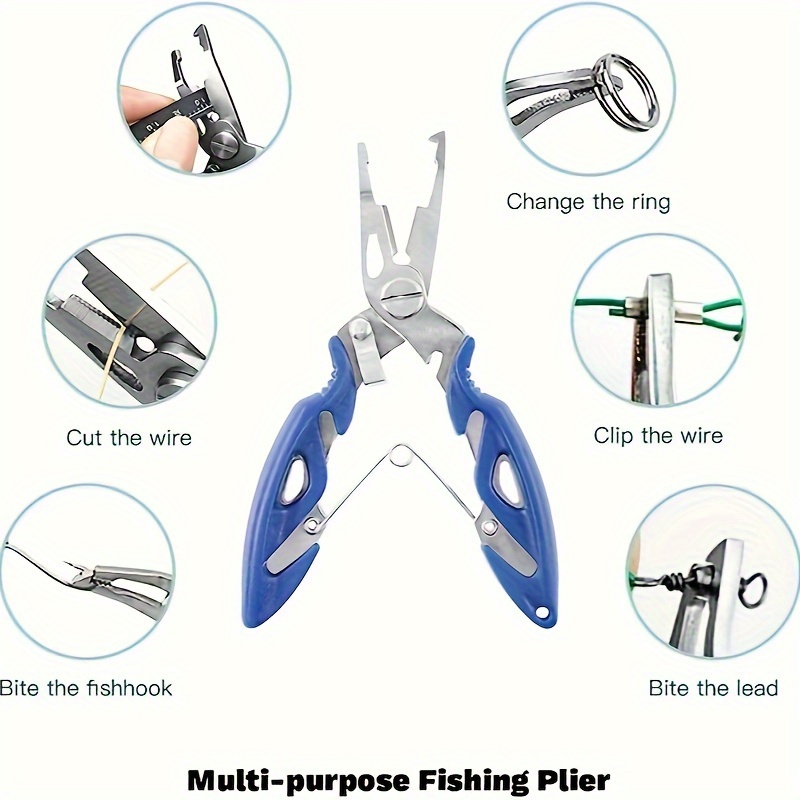 Amoygoog Stainless Steel Fishing Pliers, Fishing Needle Nose Pliers, Cut Fishing  Line Fishing Multitool Pliers with Sheath and Telescopic Lanyard Color-1