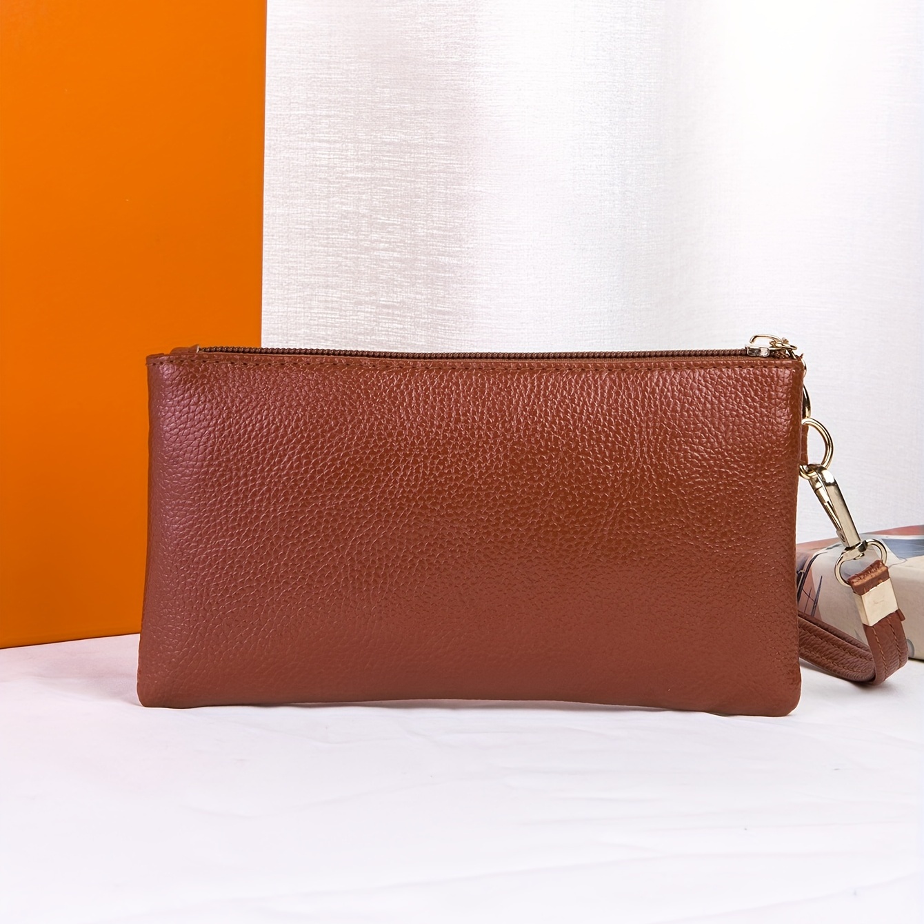 Brown Clutch Bag Trendy Wristlet Handbag