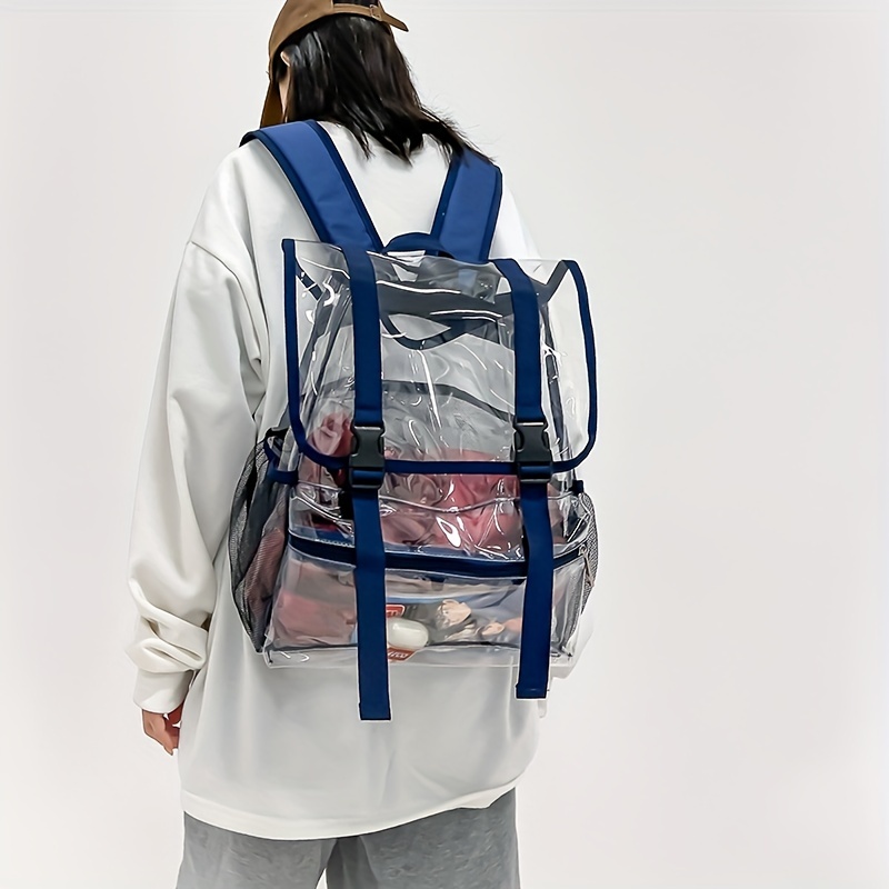 Clear Flap Backpack Waterproof PVC Daypack