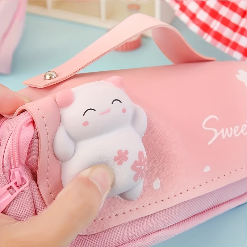 Cute Cat Pencil Cases for Girls Pink Transparent Pen Bag School Supplies  Stationery Pouch Pencil Box