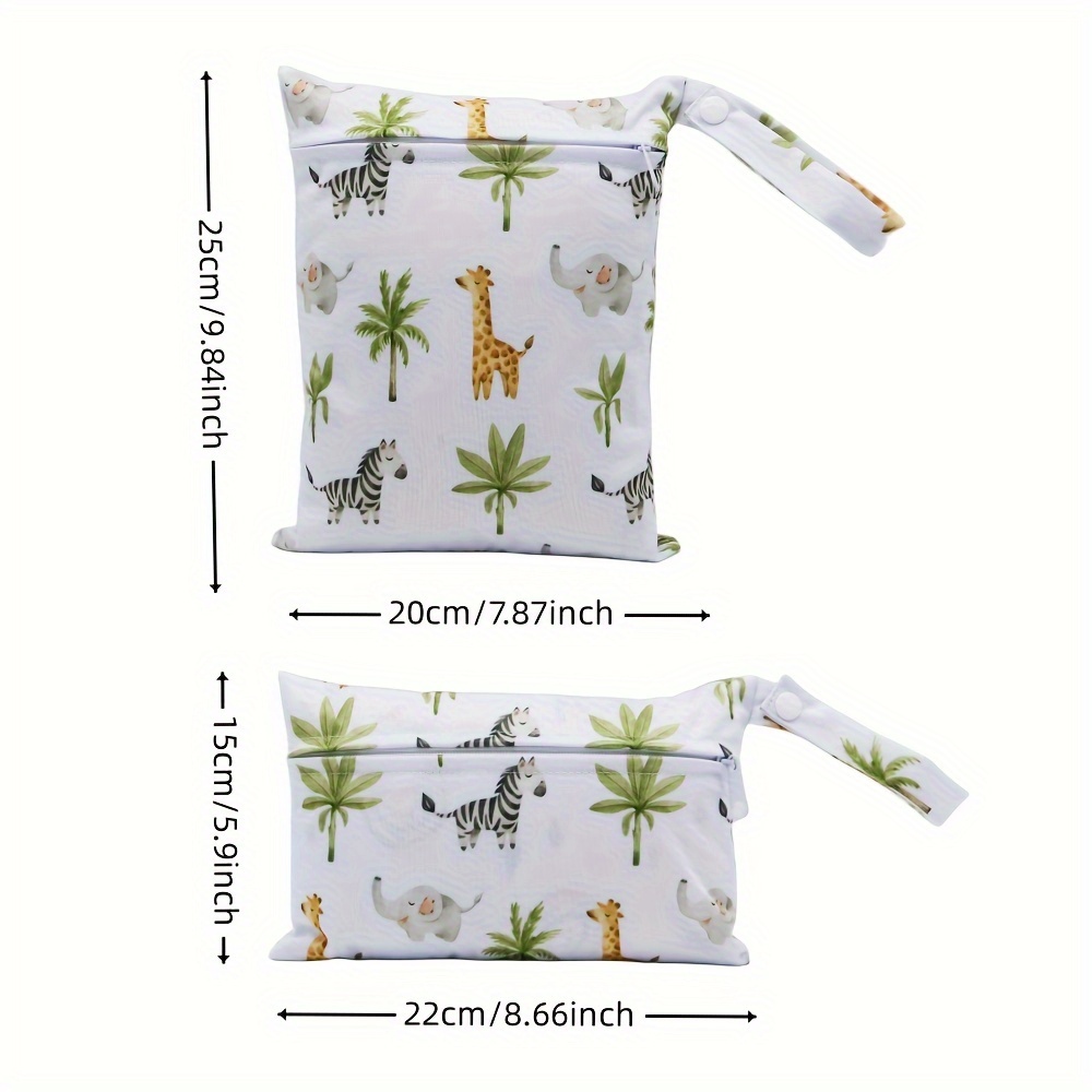 2pcs Animals Prints Beach Diaper Cloth Nappy Laundry Large Baggies Swimmer Bottoms Wet Dry Pouch Small,also Be Make Up Bag Cosmetic Pouch Travel Zipper Cosmetic Storage Pouch Toiletry Bag Cartoon Handbag Pencil Bag