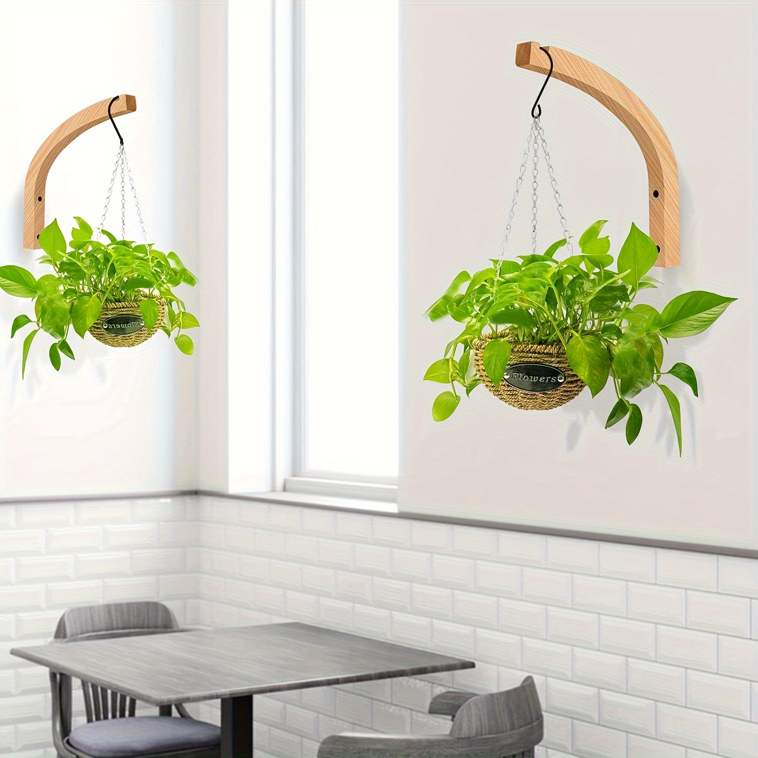 2 Packs 8 Inch Plant Hanger Wall Planters Indoor Plants Wooden