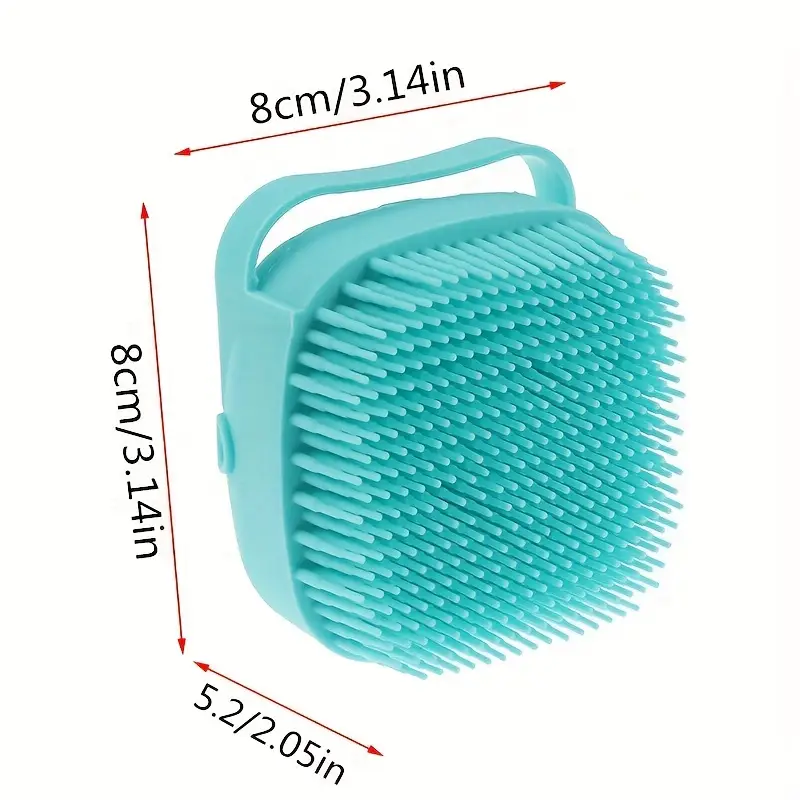 multifunctional silicone bath brush with exfoliating bristles storage compartment ergonomic handle for body shower household cleaning soft pastel colors turquoise details 1