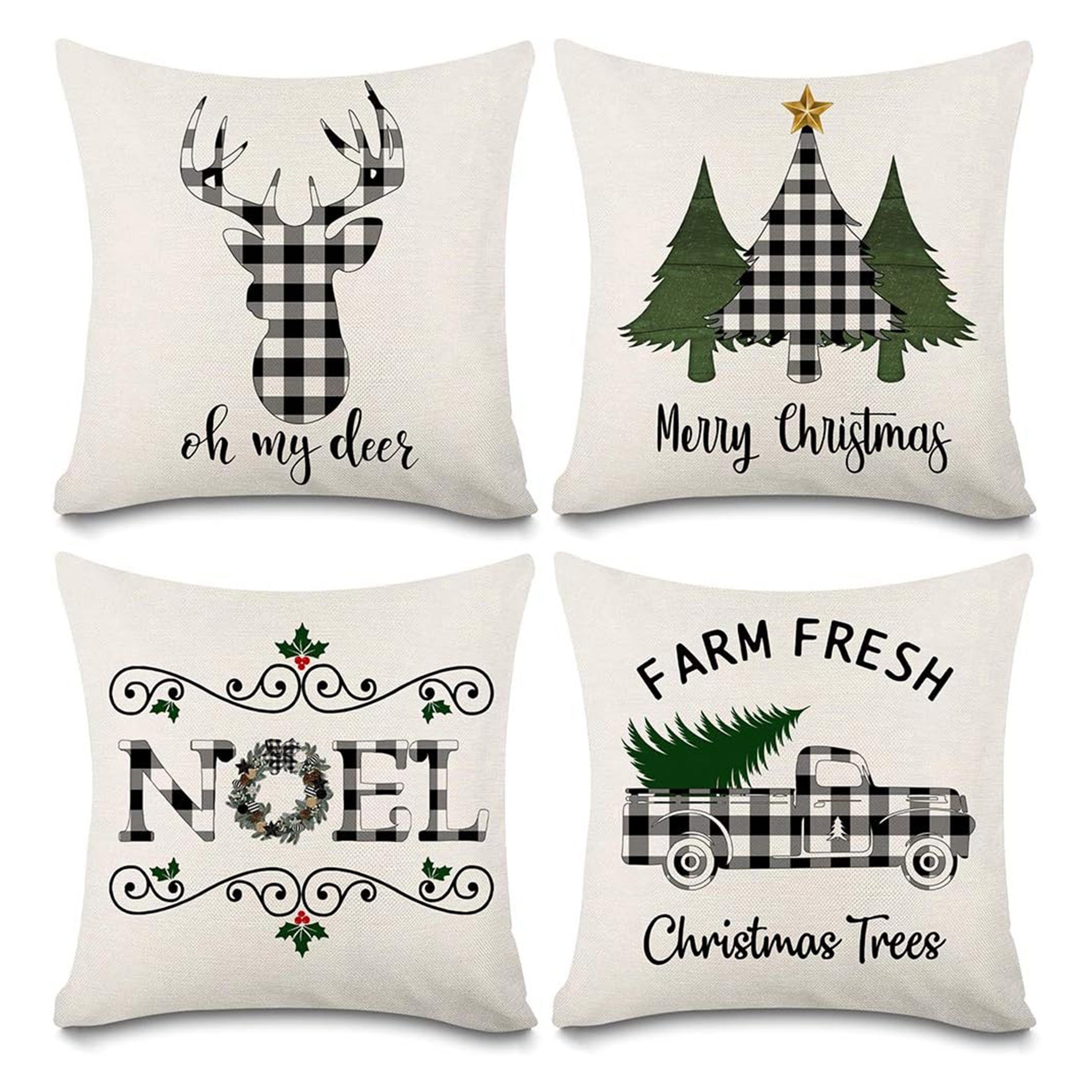 Rustic Christmas Pillow Covers - - Farmhouse Decor For Home - Noel Truck  And Christmas Tree Design - Perfect For Couch Cushion Cases - Includes  Pillow Insert - Temu