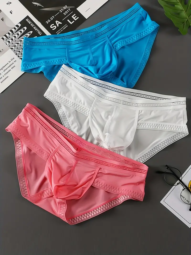 Men's Ice Silk Low Waist Pouch Briefs Underwear - Temu Canada