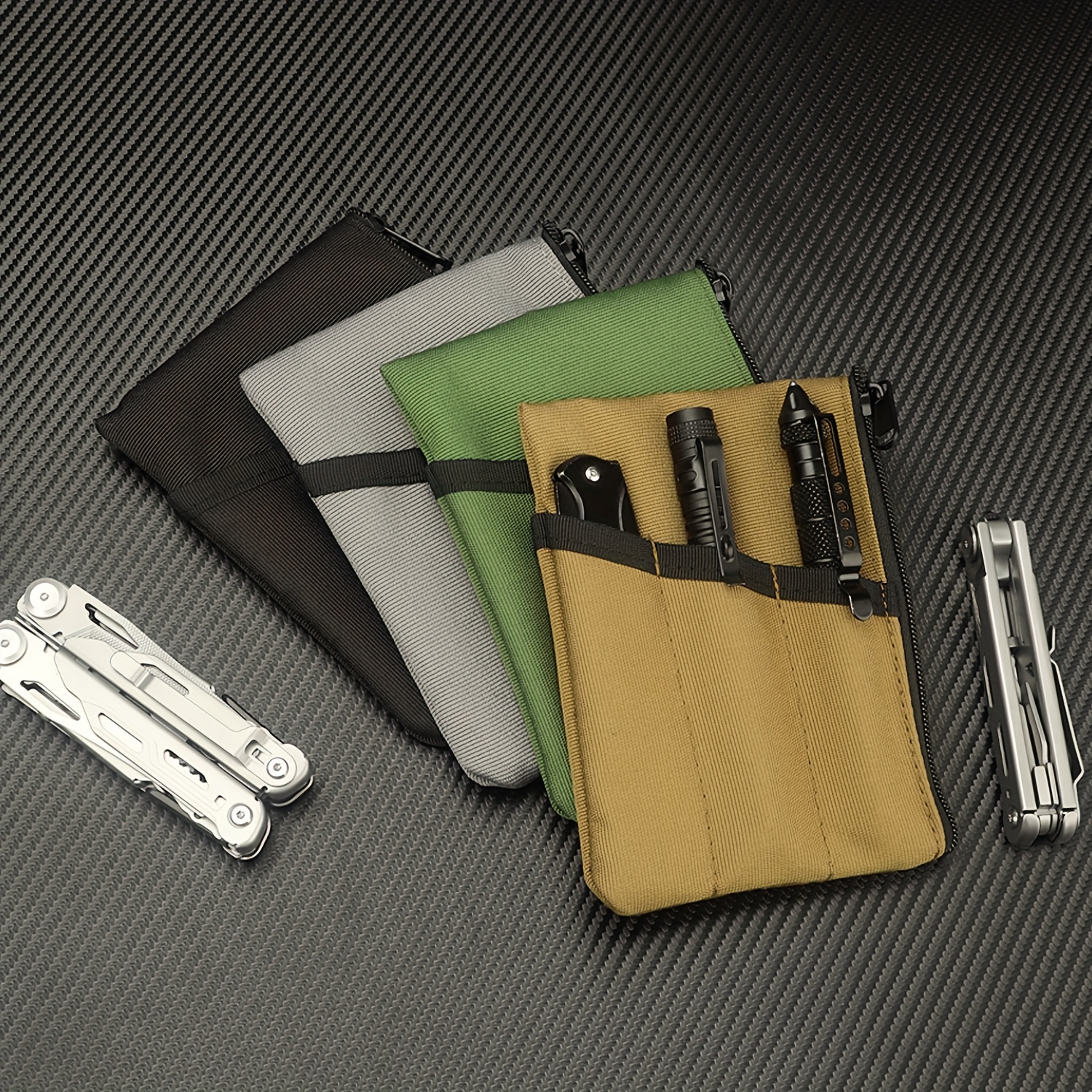 Edc Pouch, Edc Pocket Organizer, Mini Tool Pouch With 4 Pockets For  Knife/flashlight/card, Men's Slim Pocket Organizer For Daily Carry - Temu