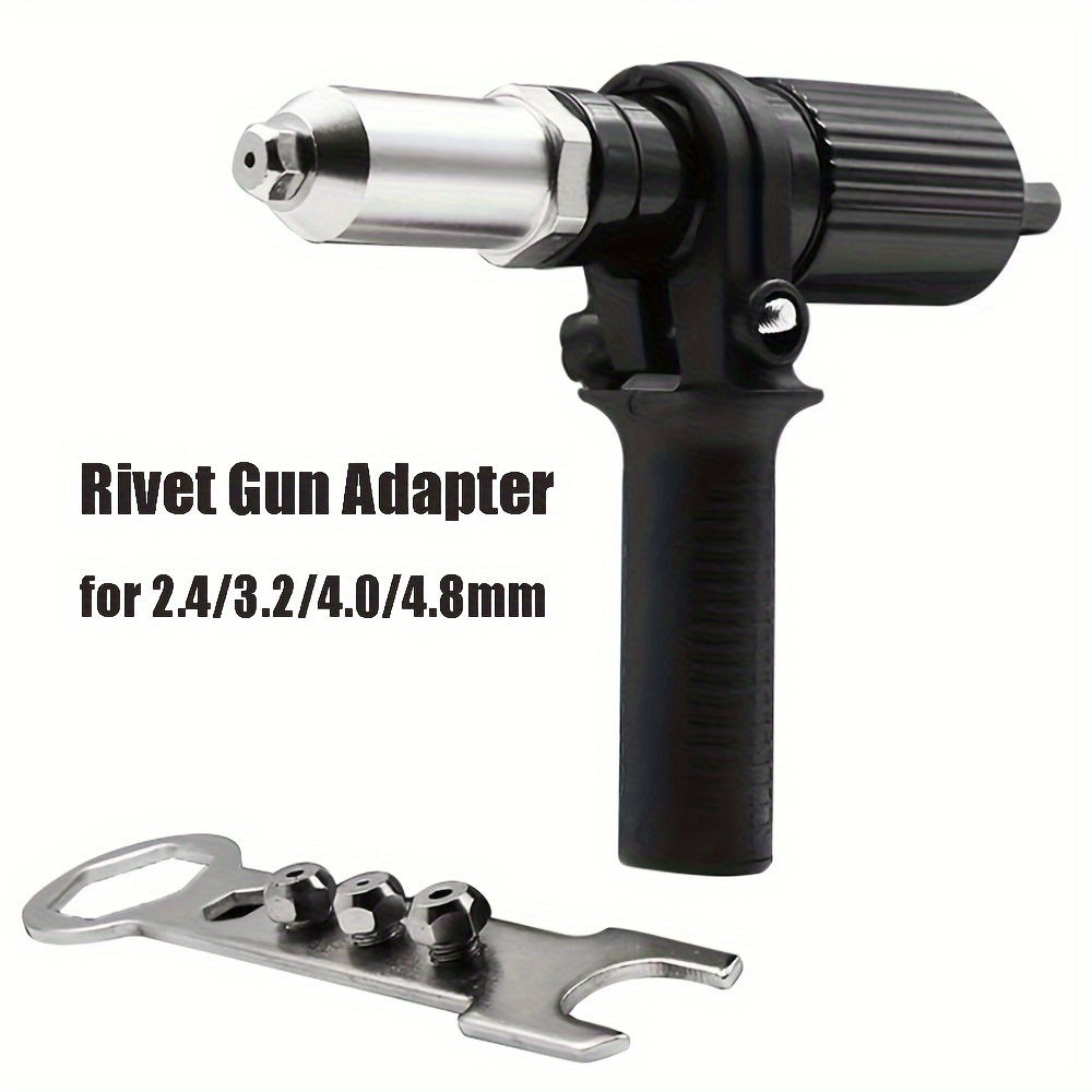 Kit d'adaptateur de pistolet à rivet électrique, adaptateur de perceuse de  rivetage sans fil professionnel Riveter Insert Nut Hand Tool avec 2.4 / 3.2  / 4.0 / 4.8mm Diamètre Rivet Head A