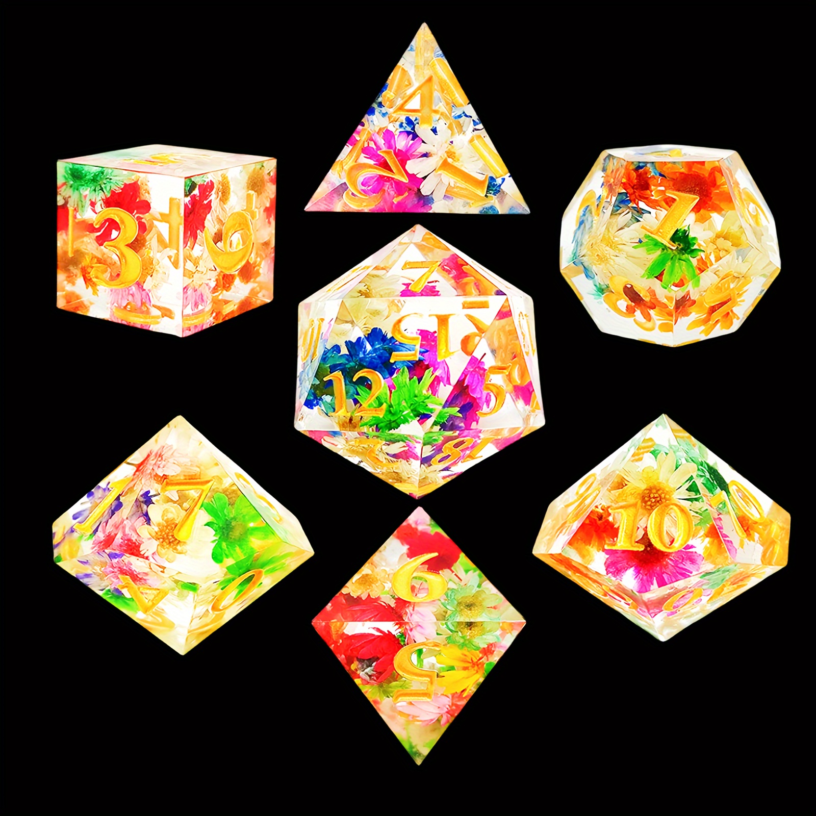 7pcs Polyhedral Dice Set for Cosplay Game Gift
