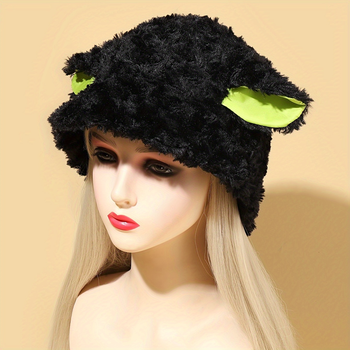 Cute Sheep Ear Fuzzy Bucket Hat Women Solid Color Winter - Temu Canada