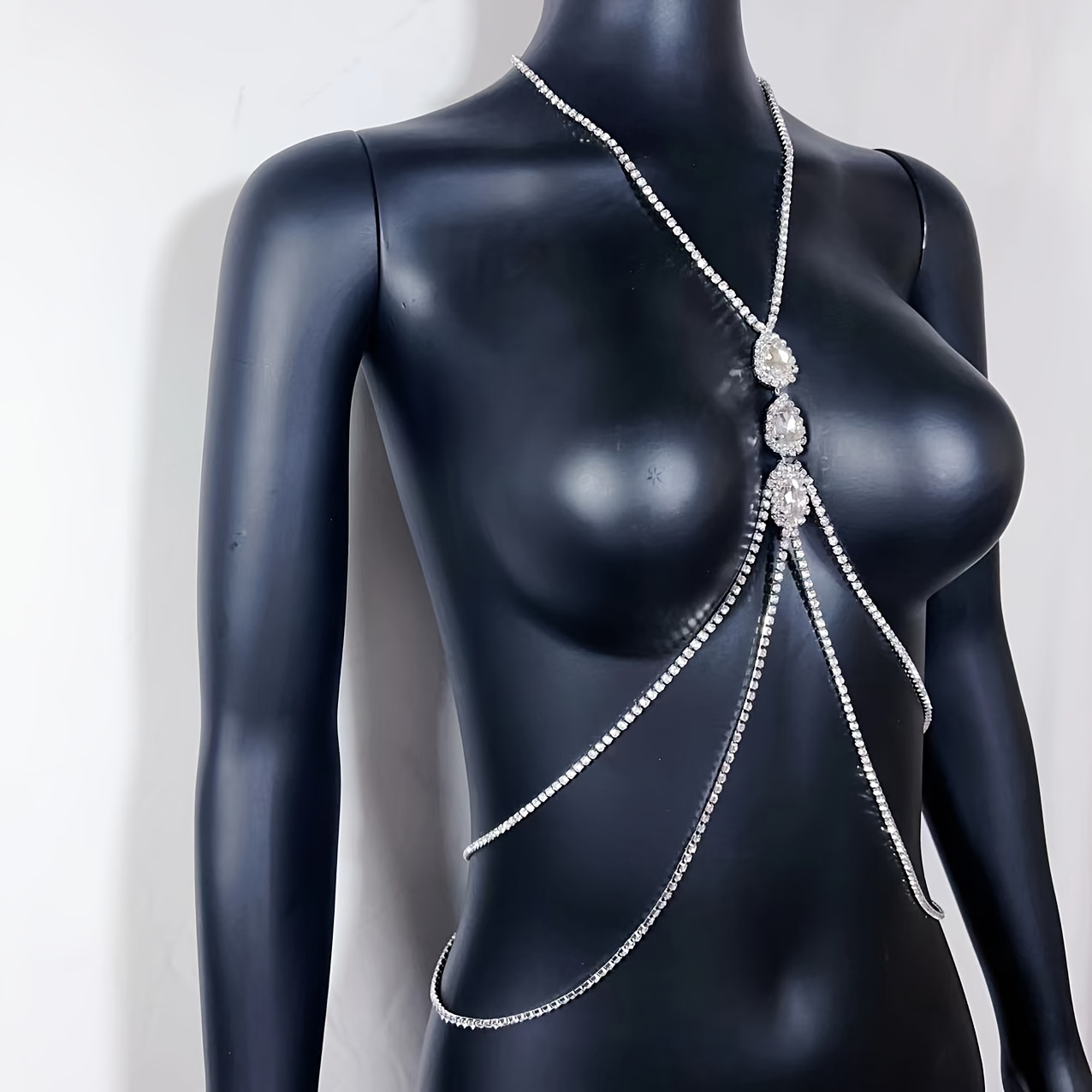 Multilayer Rhinestone Crop Top Chest Chain Sexy Body Chain Party Nightclub  Jewelry