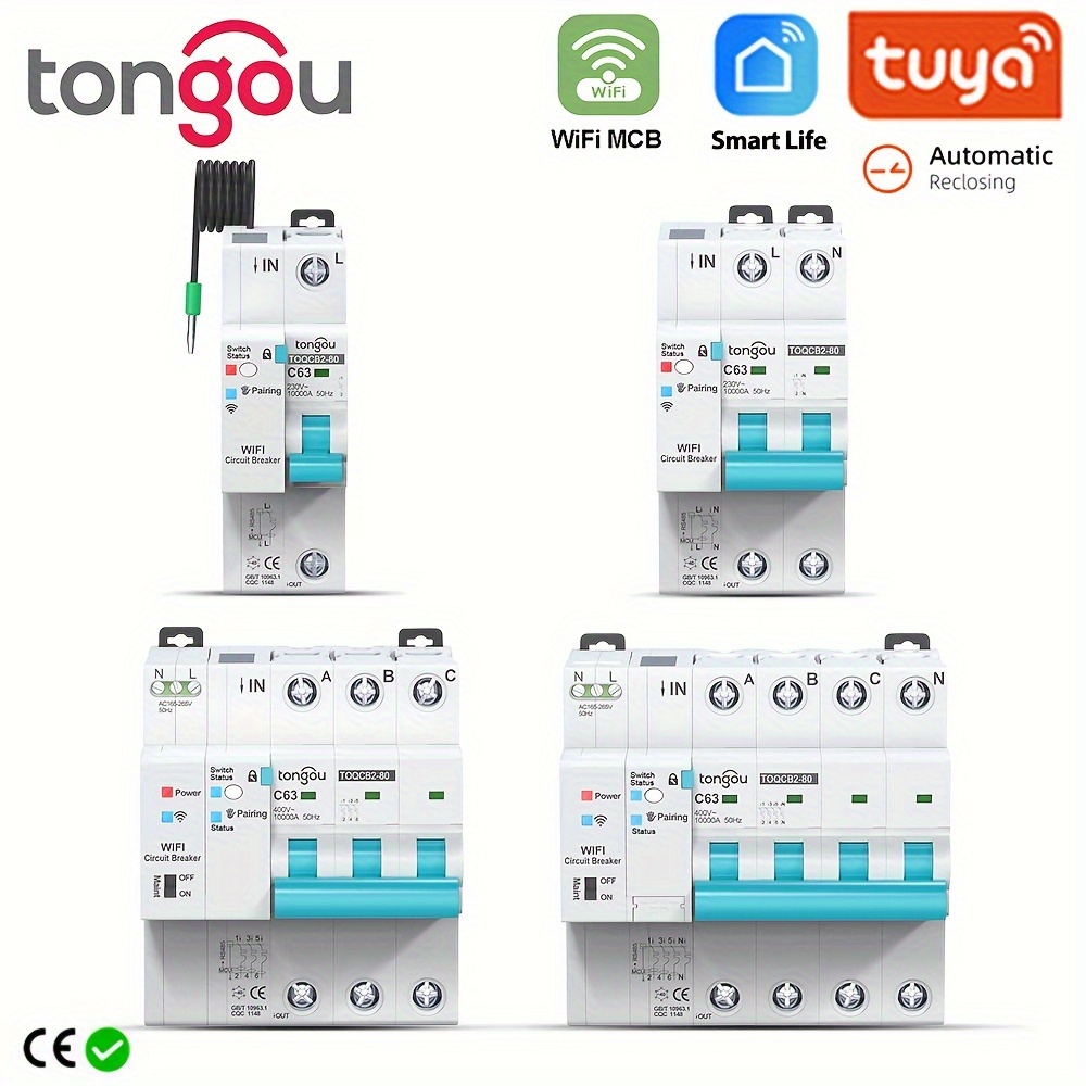Disjoncteur Wifi monophasé 1p 40a Din Rail Smart Switch Télécommande  utilisée par Tuya App pour Smart Home 40a Tongou