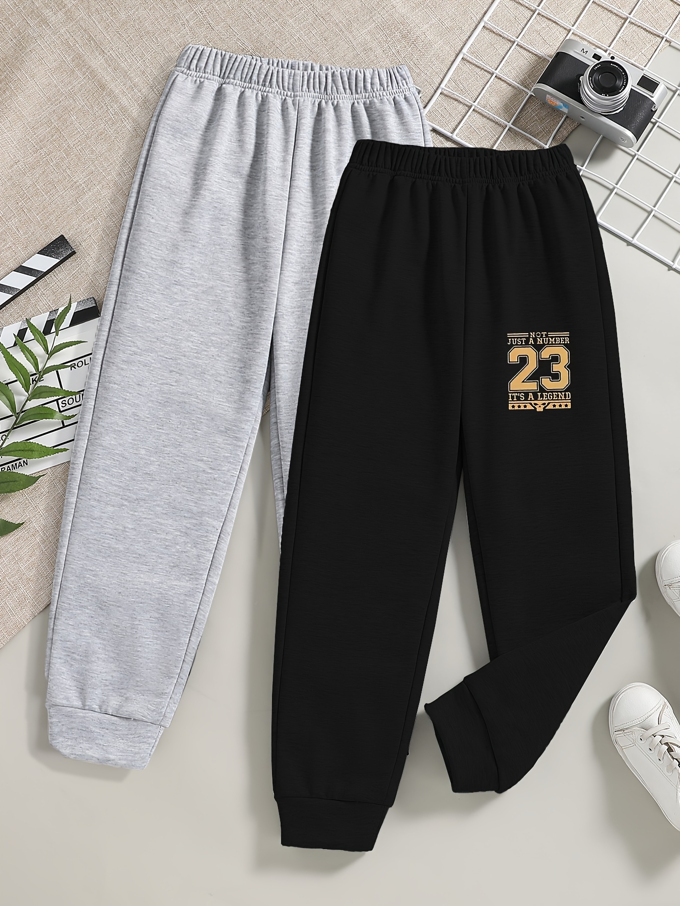 Girls Joggers Letter Print Elastic Waist Trendy Sweatpants - Temu