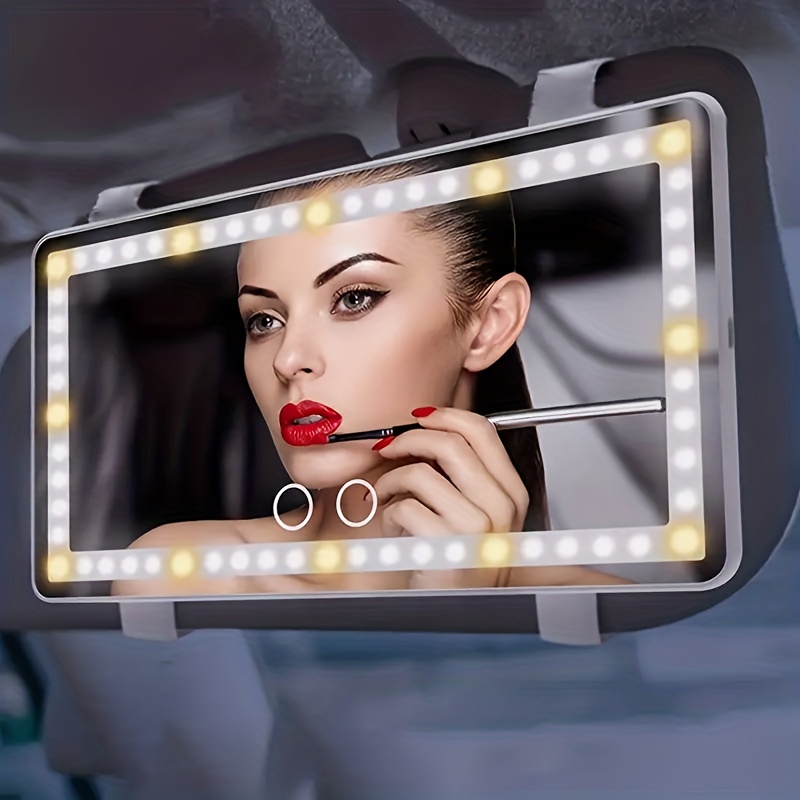 Miroir pare-soleil avec éclairage-Miroir de courtoisie à clipser-3 modes de  luminosité-Universel pour les voitures
