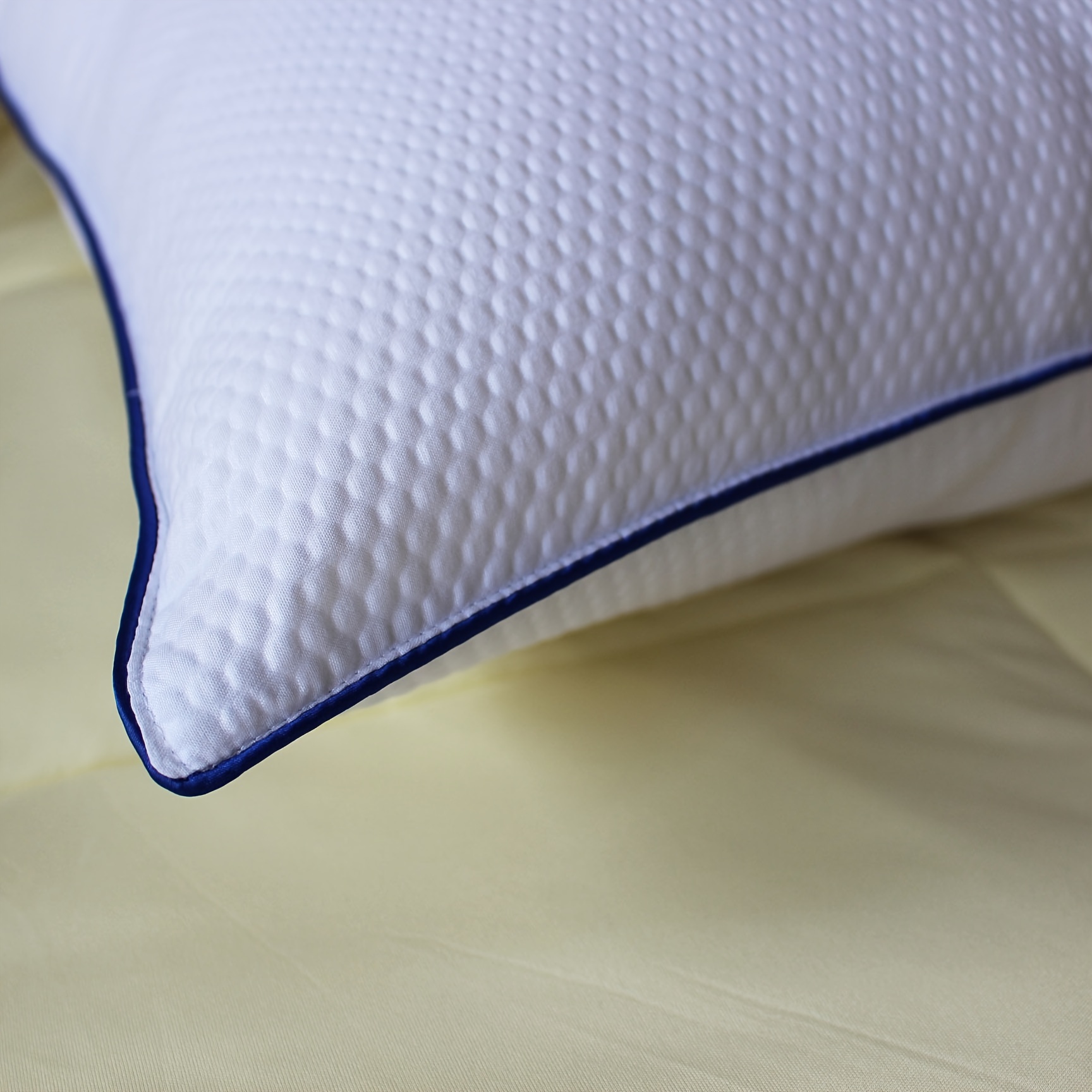 Comfortable Supportive Microfiber Bed Pillow Blue Edge - Temu United Kingdom