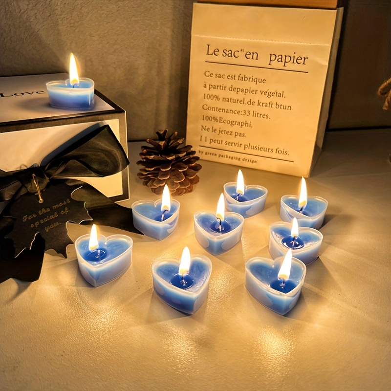 9pcs Heart-shaped Aromatic Candles For Proposal & Birthday Celebration